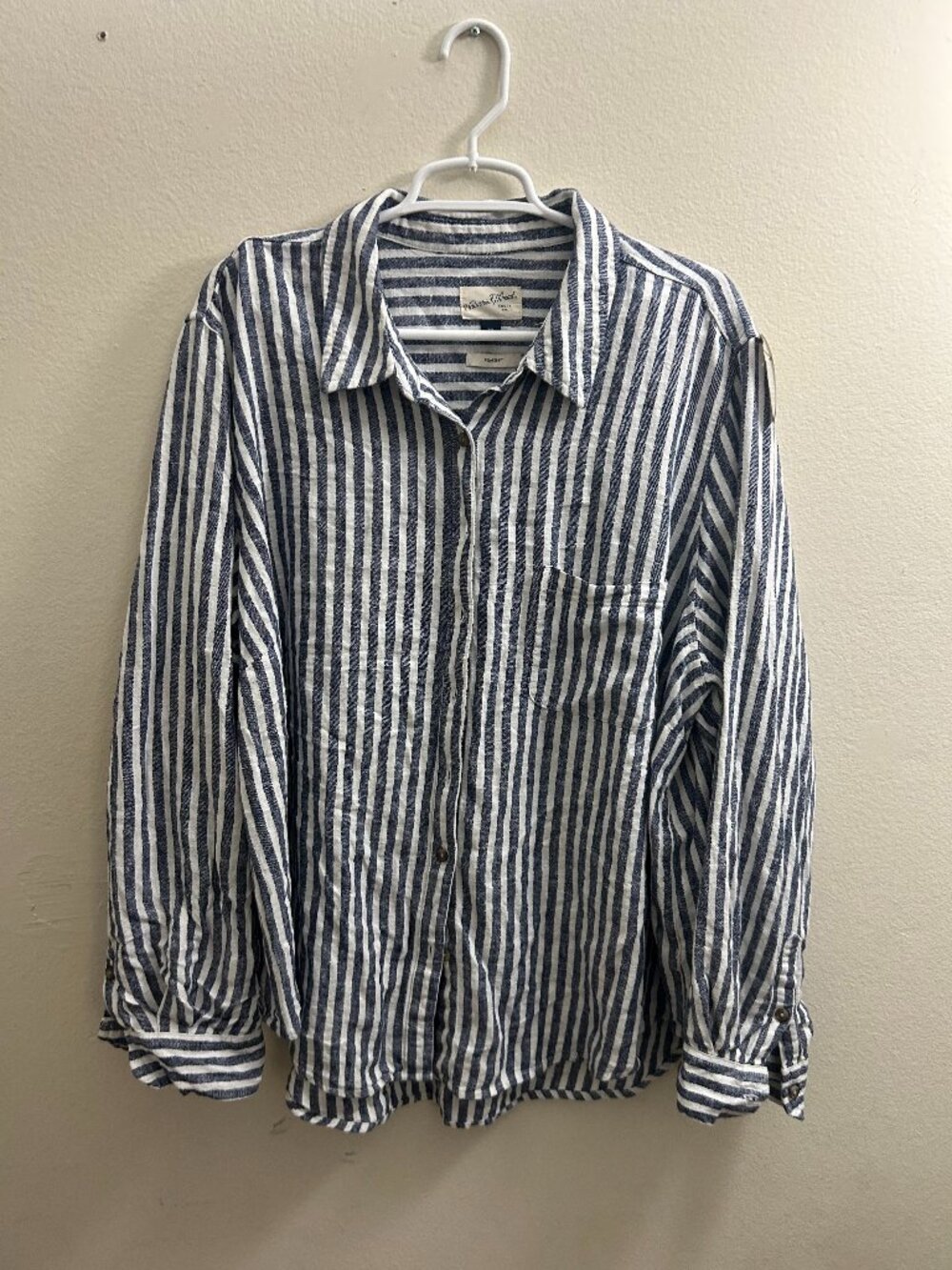Universal Thread XXL Relaxed Fit Striped Linen Collared Button Up Shirt